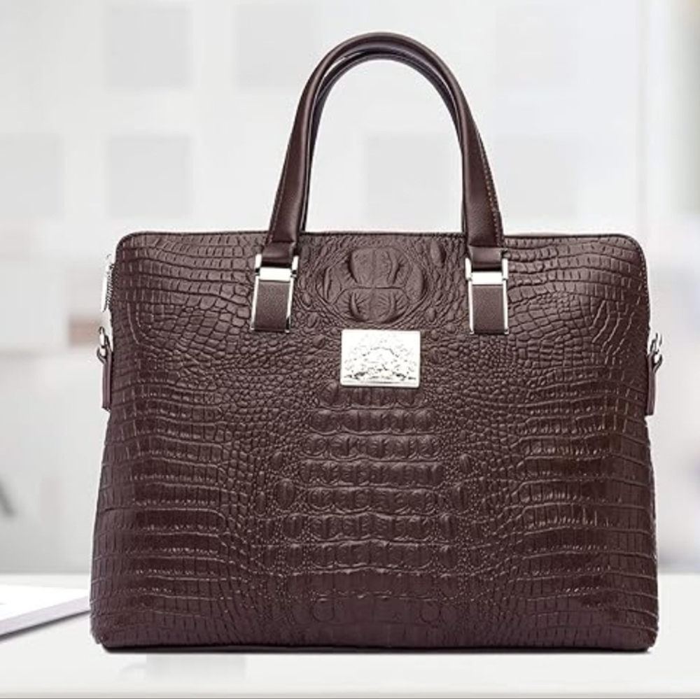 Baroque Royal Brown Vegan Leather Briefcase NWT